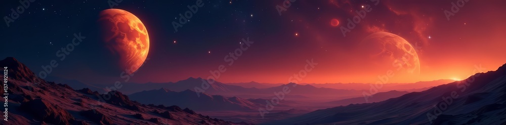 Majestic view of Mars glowing against a backdrop of millions of twinkling stars, space exploration, mars Majestic view of Mars glowing against a backdrop of millions of twinkling stars, space exploration, mars