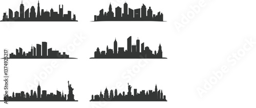 Vector London cityscape silhouette, black and red towers outline