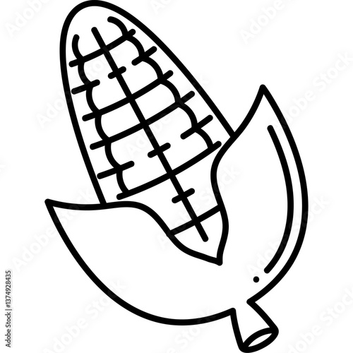 Corn vegetable icon black outline 