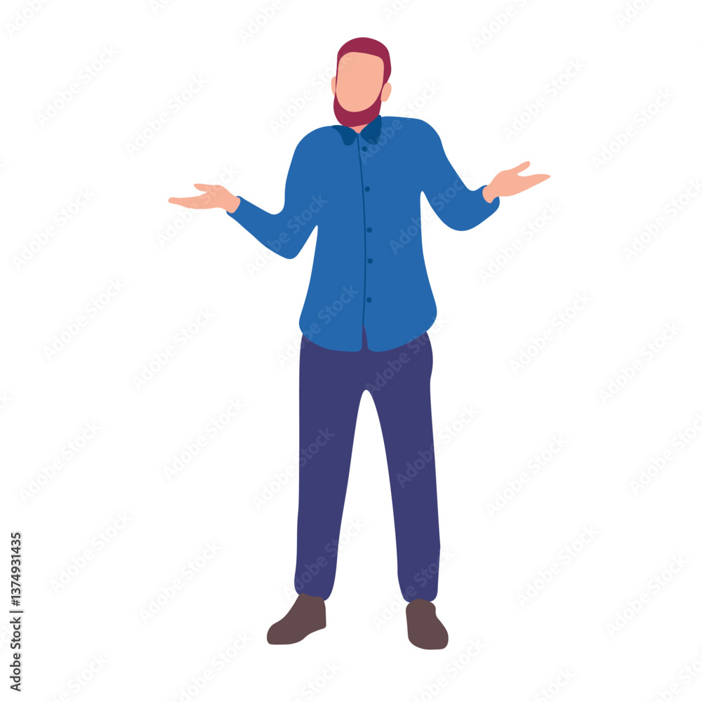 Man in a Blue Shirt and Pants, Expressive Pose Man in a Blue Shirt and Pants, Expressive Pose