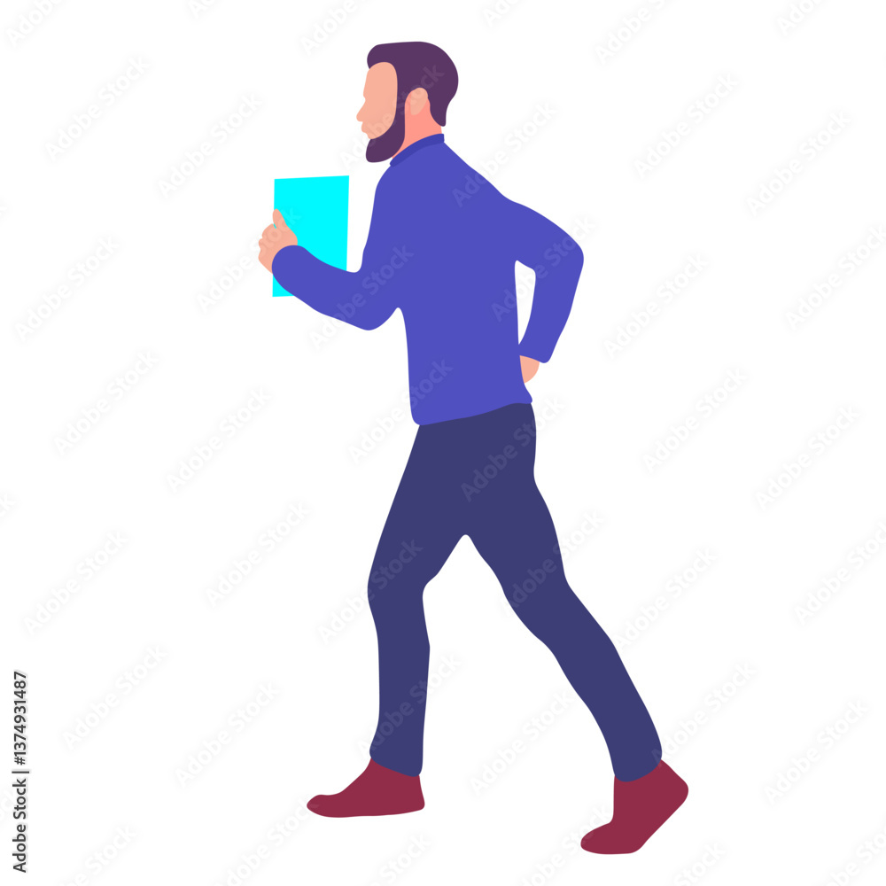 Man in a hurry carrying documents Man in a hurry carrying documents
