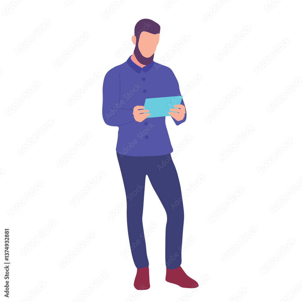 Man Reading on Tablet Man Reading on Tablet