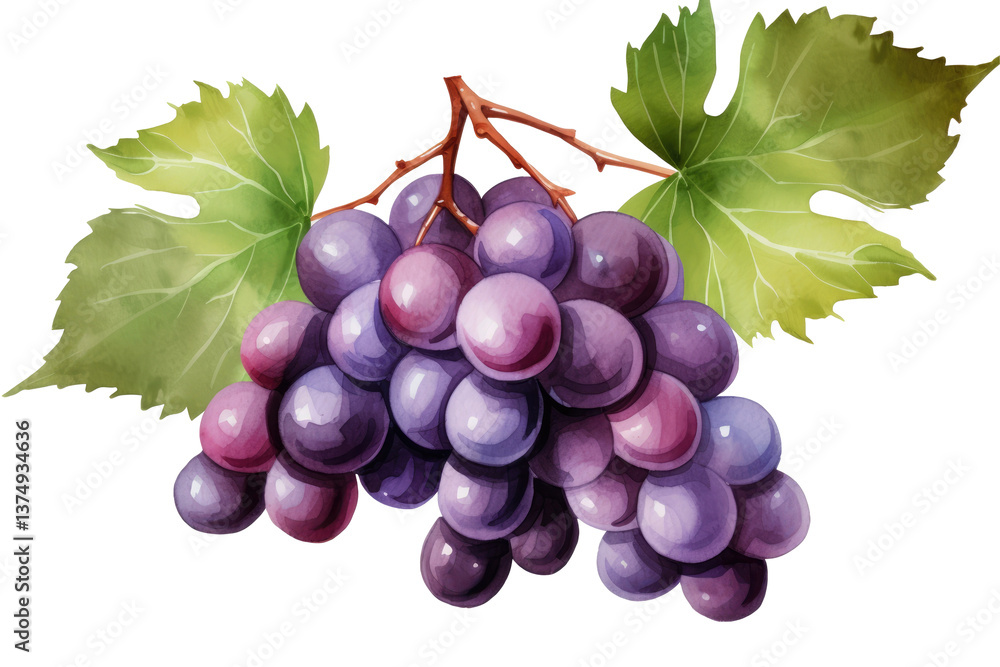 Fototapeta premium Watercolor Grape Art on transparent background