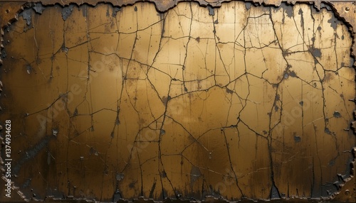 Antique gold-leafed mirror grunge texture with worn metallic edges and cloudy glaze