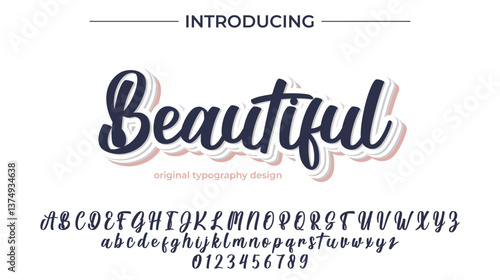 Beautiful Font Stylish brush painted an uppercase vector letters, alphabet, typeface