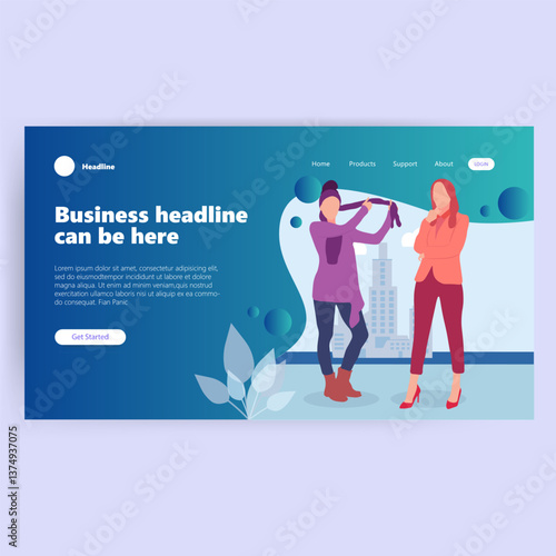 Modern business headline with two figures, suitable for a website landing page