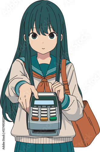 Girl with edc machine illustration 