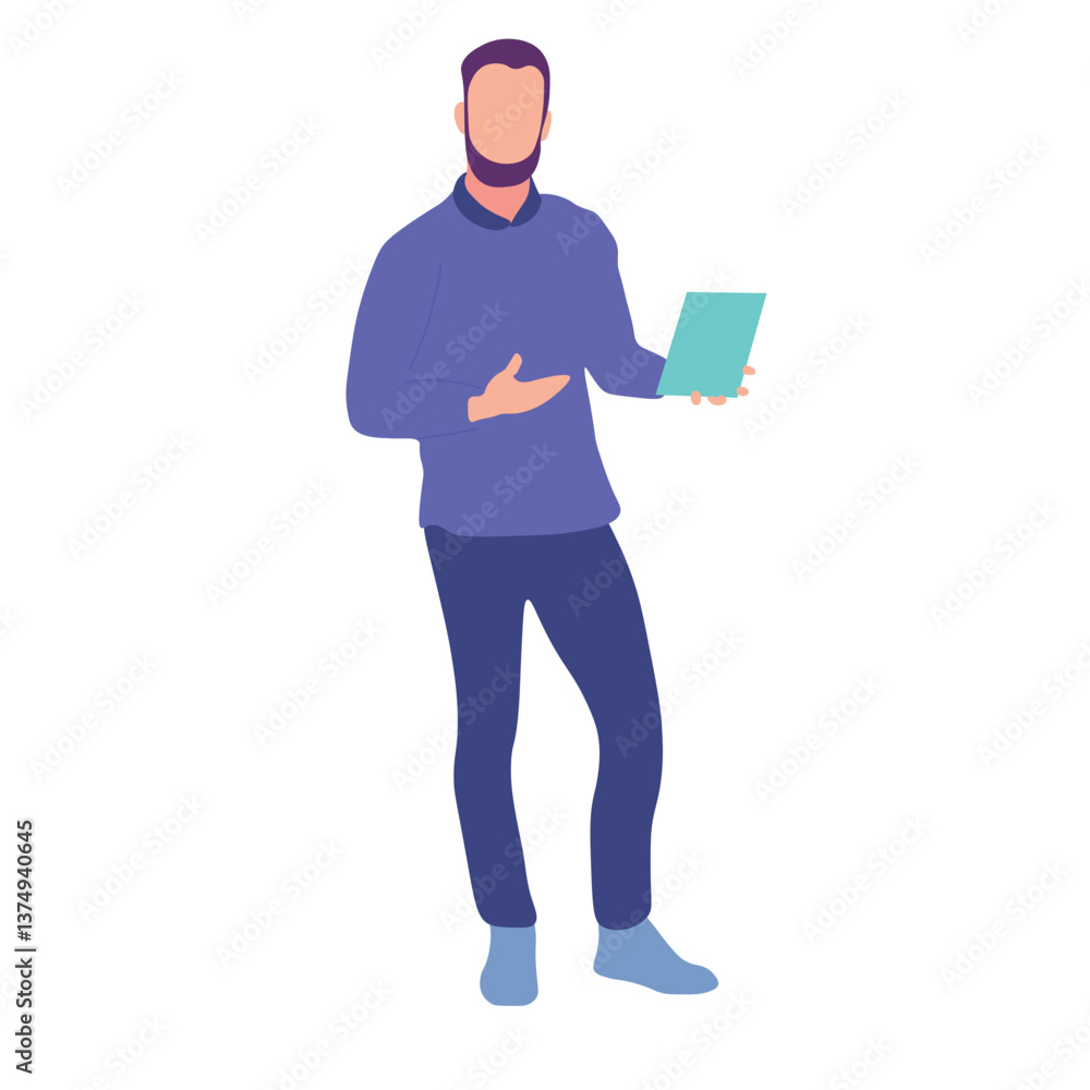 Person Presenting a Tablet Person Presenting a Tablet
