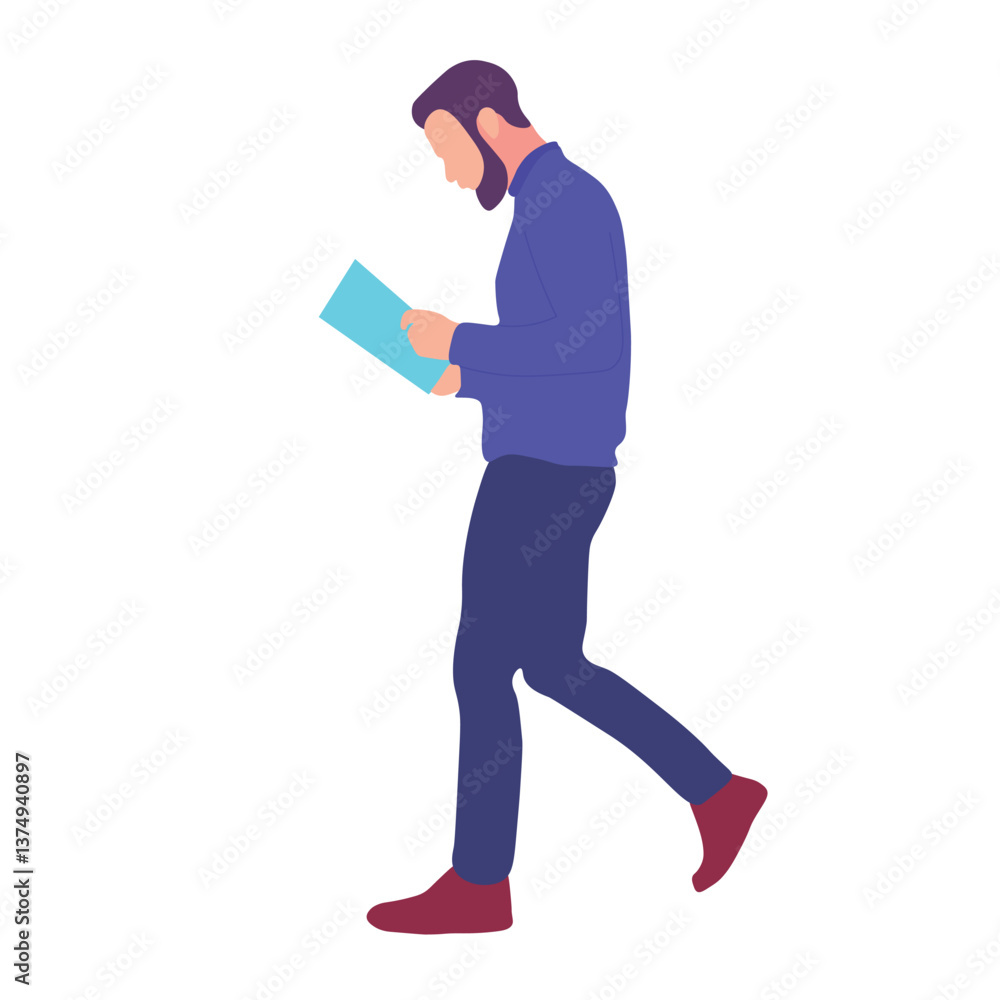 Person Reading a Book While Walking Person Reading a Book While Walking