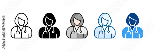 Doctor Icon Set Multiple Style Collection