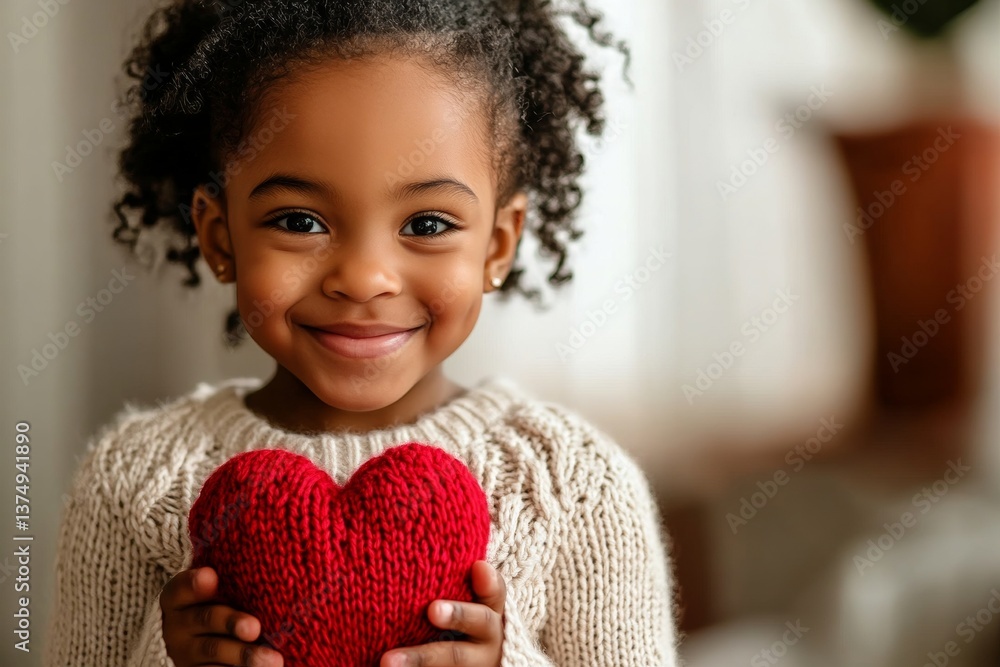 Happy face cute black child girl with knitted heart in hands. Valentine's day greeting and funny gift. Cute baby with love. Cute kid’s valentine surprise. Baby love portrait. Adorable kid lo. Happy face cute black child girl with knitted heart in hands. Valentine's day greeting and funny gift. Cute baby with love. Cute kid’s valentine surprise. Baby love portrait. Adorable kid lo.