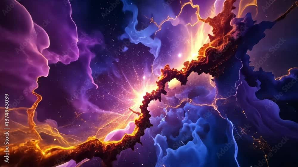 Abstract galaxy-inspired star clusters with vivid cosmic swirls and glowing hues. Banner for sci-fi themes, celestial designs, and futuristic concepts