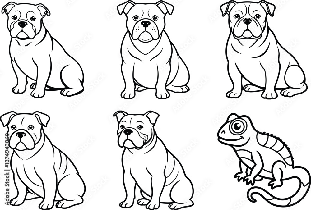 Obraz premium Elegant Line Art Collection of Various Animals