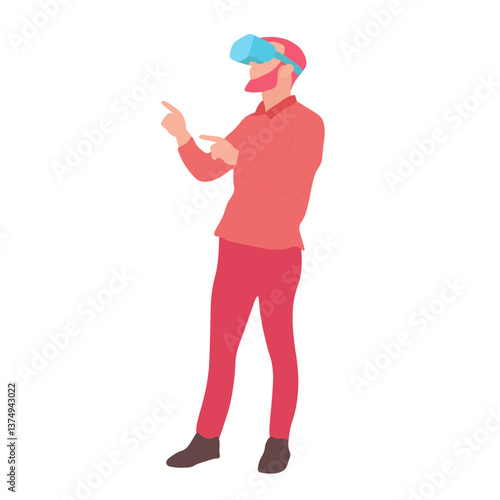 Person Wearing VR Headset, Exploring Virtual World