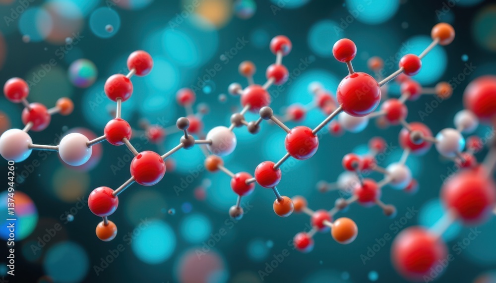 Molecular Structure Visualization An educational visualization of molecules represented as connected spheres, illustrating chemical bonds in a creative way.