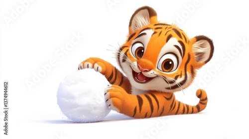 Playful Cartoon Tiger Cub