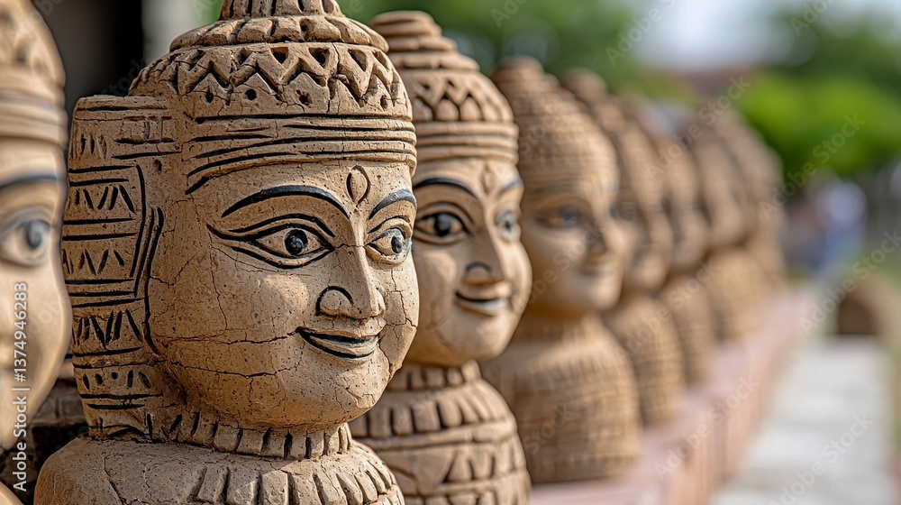 Fototapeta premium Serene Terracotta Statues Display