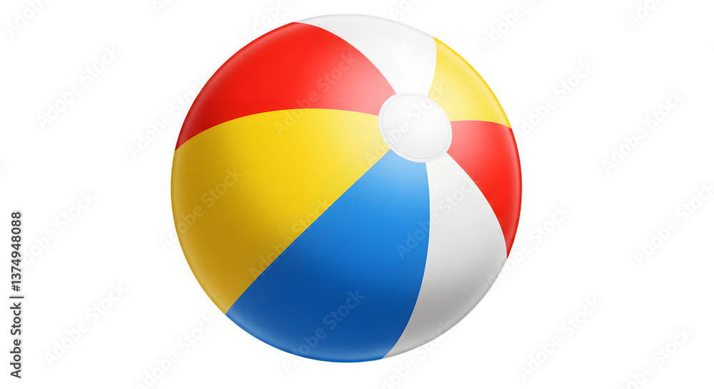 Naklejka premium Isolated Colorful Beach Ball with Red Yellow Blue and White Sections