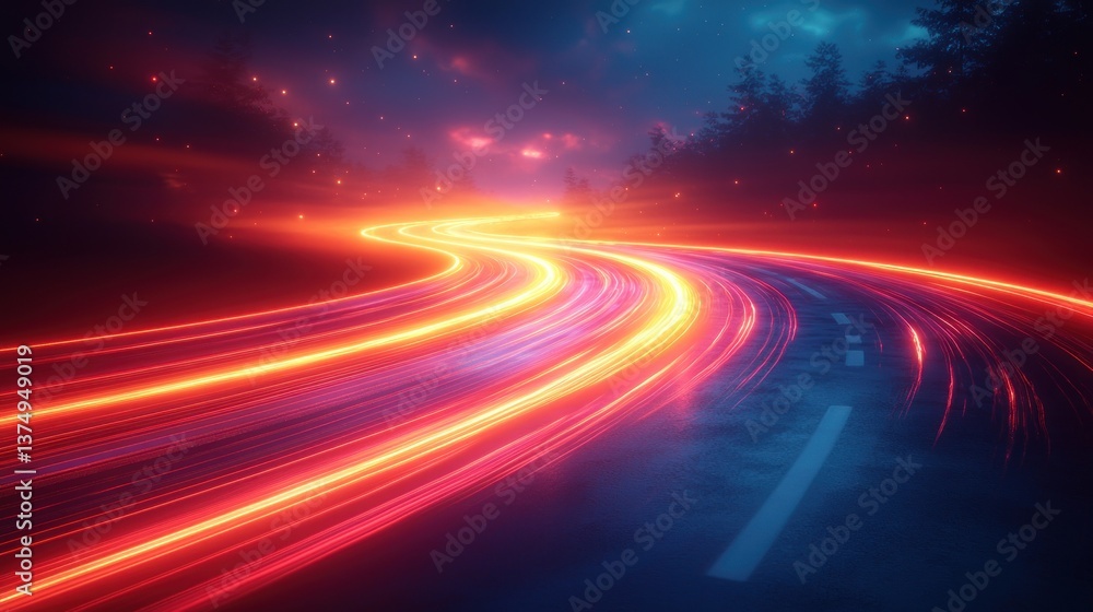 Night Drive: A Serene Journey Through Glowing Trails Night Drive: A Serene Journey Through Glowing Trails