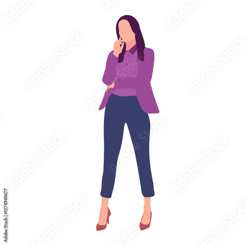 Thoughtful Professional Woman in Business Attire