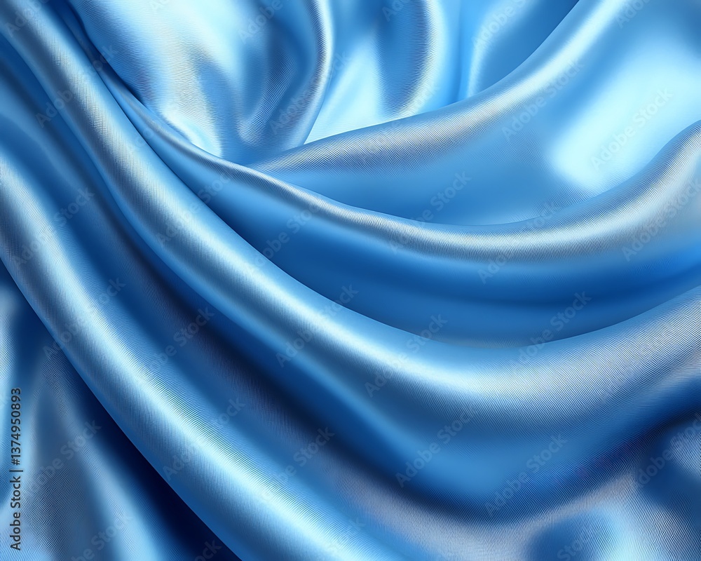 Obraz premium Blue Silk Drape with Soft Fabric Texture.