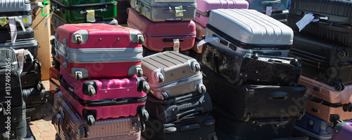 Obraz na płótnie travel insurance on lost luggage suitcase and bags