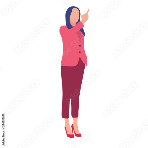 Woman in business attire pointing