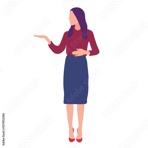 Woman in business attire presenting