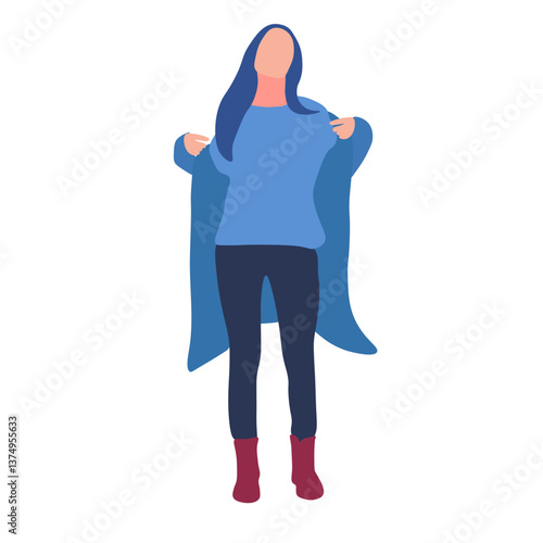 Woman putting on a coat