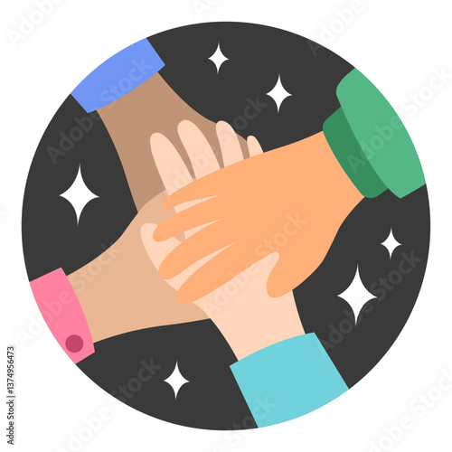 Diverse Hands Coming Together in Unity