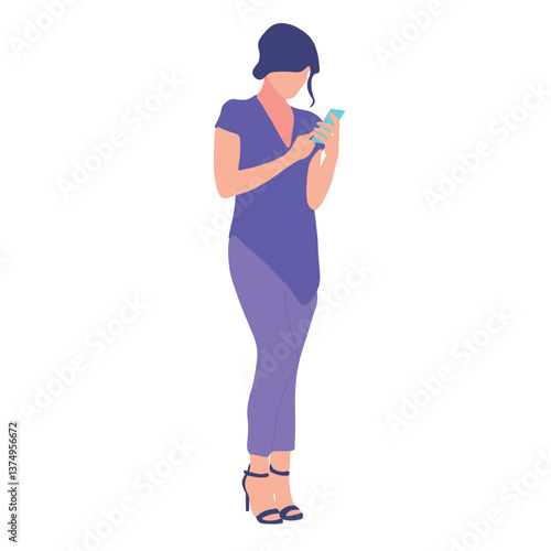 Woman using mobile phone, stylish attire