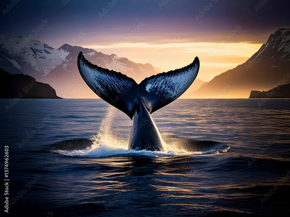 Fototapeta premium クジラの尾 AI生成画像