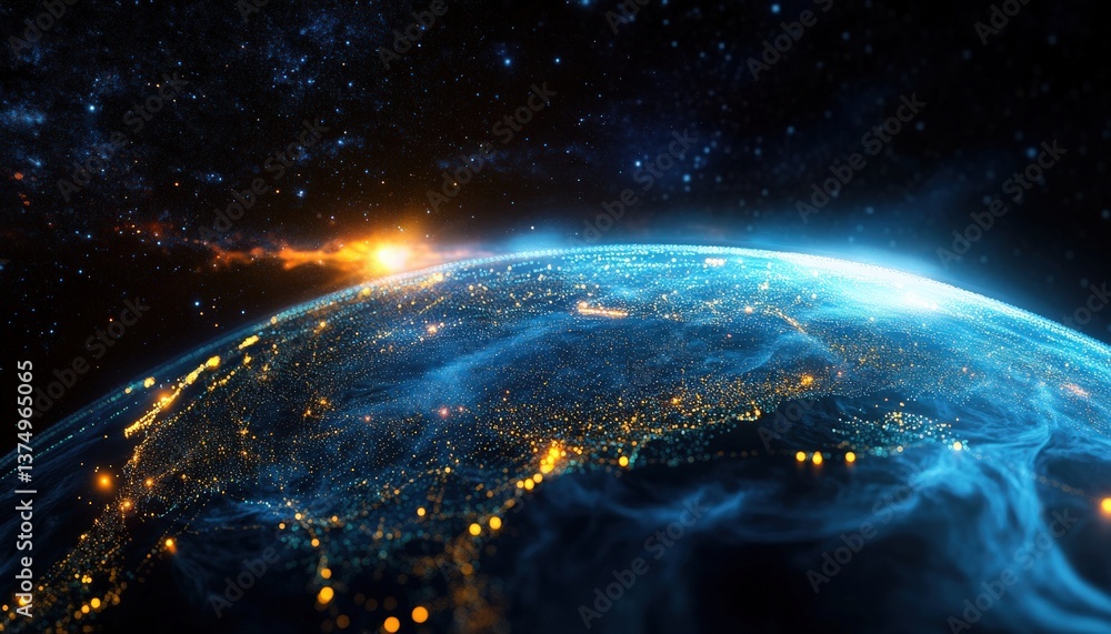 Obraz premium Global Network of Lights and Space
