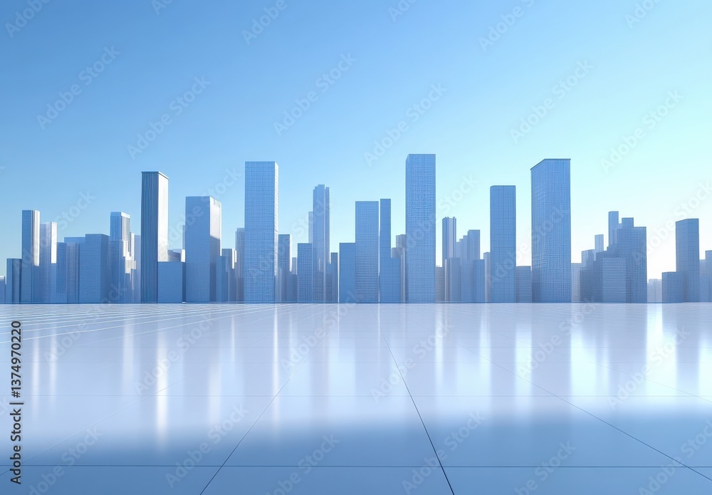Modern City Skyline Architecture Digital Render Modern City Skyline Architecture Digital Render