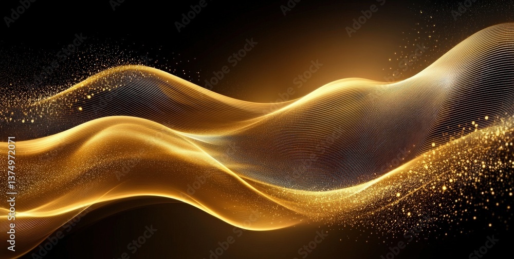 Obraz premium Abstract Golden Wave Pattern Design