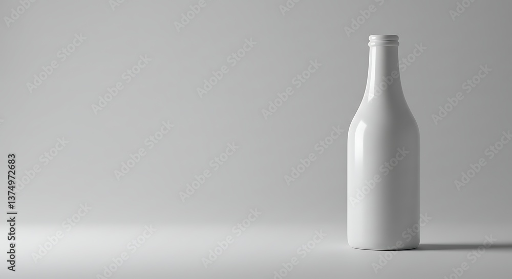 Isolated White Bottle Mockup Product Display Against Neutral Gray Background Isolated White Bottle Mockup Product Display Against Neutral Gray Background