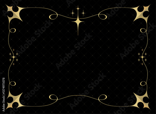 ゴージャスな金と黒の煌めくフレーム背景