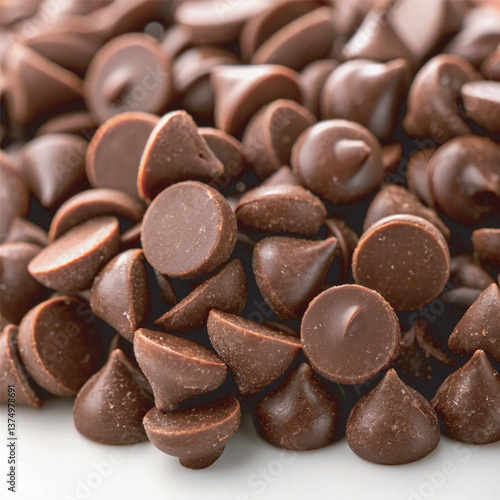 A deliciously mesmerizing close-up of rich, glossy chocolate chips piled for National Chocolate Chip Day