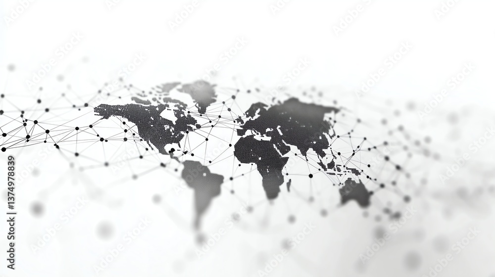 Fototapeta premium 4K white global network communication background with subtle tech elements, perfect for digital and technology presentations