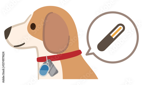 犬の迷子札と鑑札とマイクロチップのイラスト