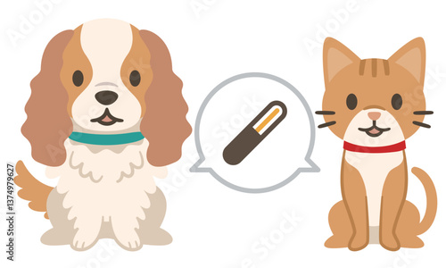 犬と猫とマイクロチップのイラスト