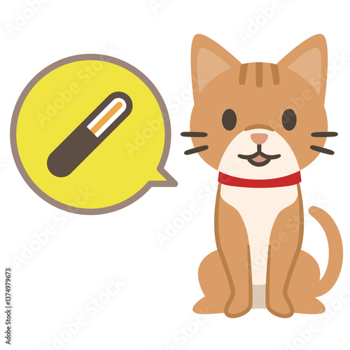 猫とマイクロチップのイラスト