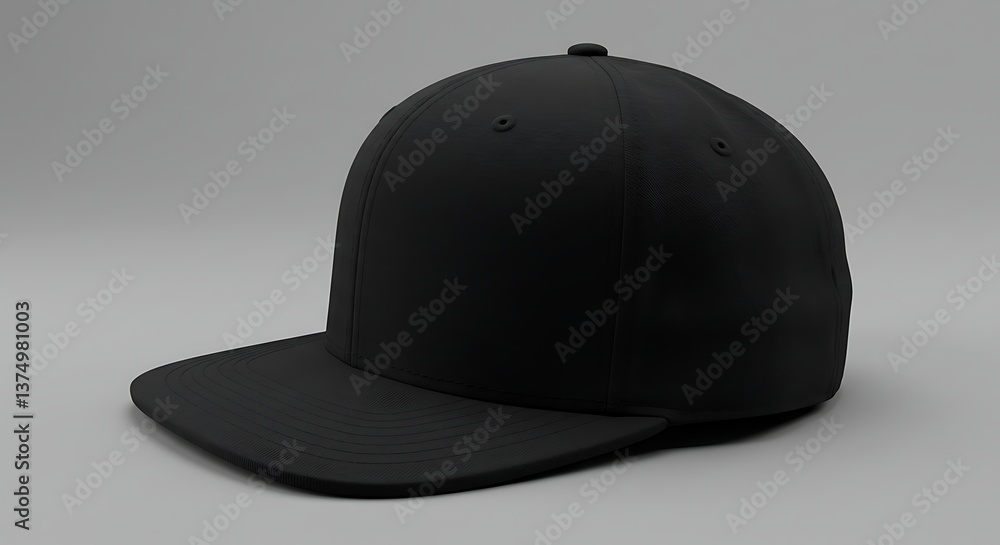 Fototapeta premium Black Baseball Cap Mockup Isolated on Gray Background for Branding
