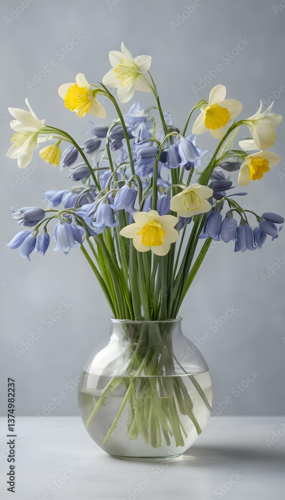 A Beautiful Arrangement of Colorful Flowers in a Glass Vase A Beautiful Arrangement of Colorful Flowers in a Glass Vase