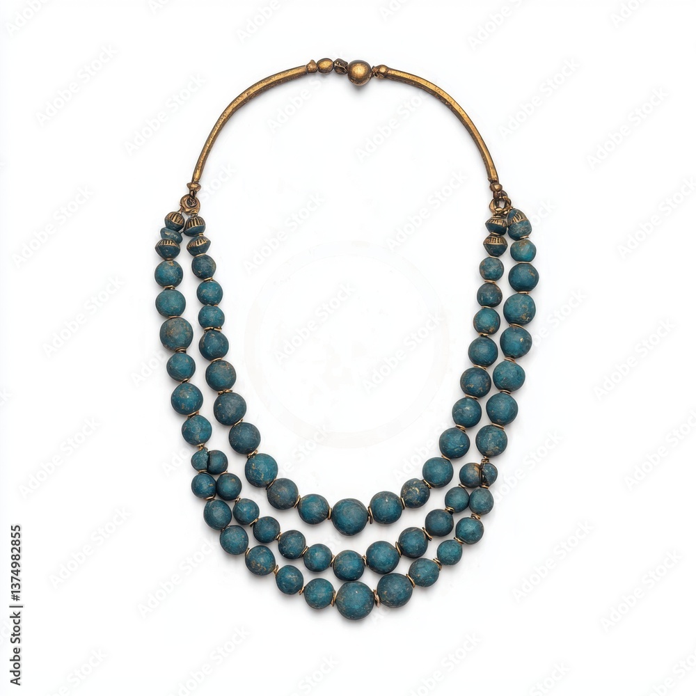 Obraz premium A beautiful turquoise beaded necklace with multiple strands, showcasing intricate craftsmanship and elegant design.