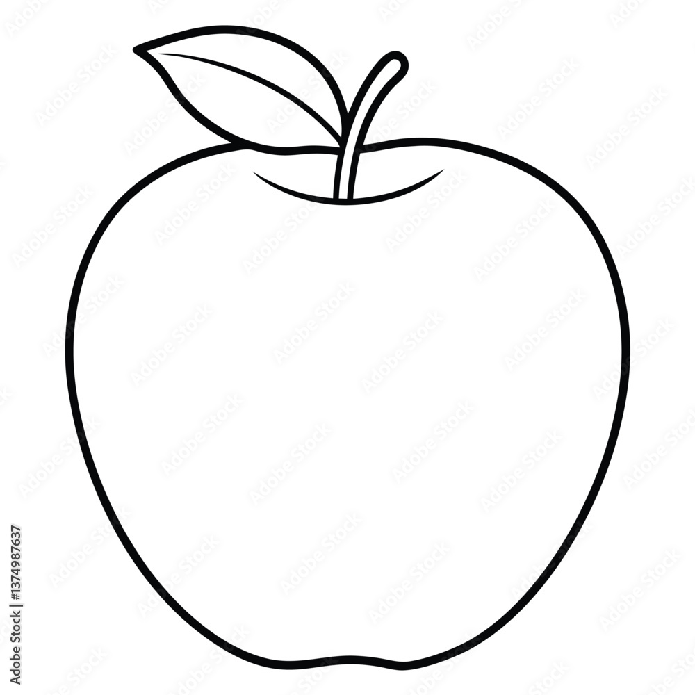 Out line art vector of an apple on white-background. Out line art vector of an apple on white-background.