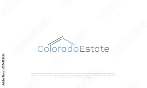 modern, minimalist logotype, typography logo for COLORADO ESTATE, with simple roof on it.