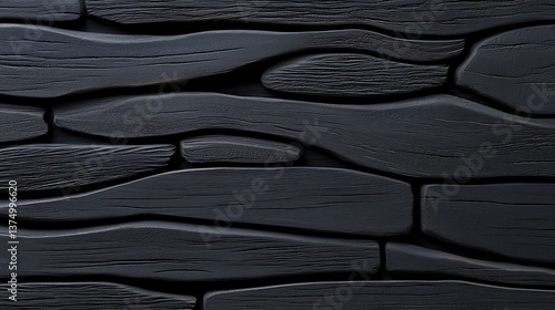 Obraz na płótnie Dark wood paneling with sculpted texture w salonie
