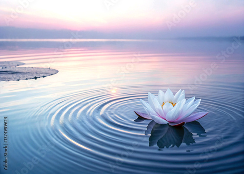 Beautiful lotus flower in water background for meditation and relaxation peaceful zen nature scene