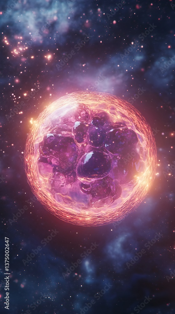 Obraz premium Fiery Orb in Cosmic Nebula